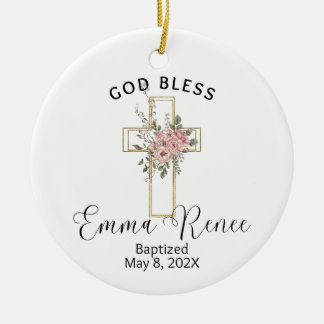 Blommigt Kor Elegant Personlig Baptism Girl Julgransprydnad Keramik