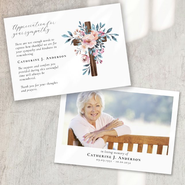 Blommigt Kor fotosympati för begravning av minnesm Tack Kort (Skapare uppladdad)