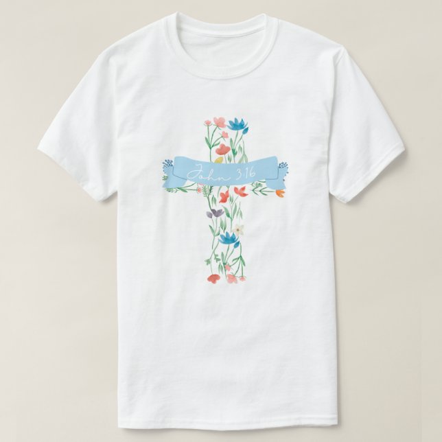 Blommigt Kor John 3:16 Unisex T Shirt (Design framsida)