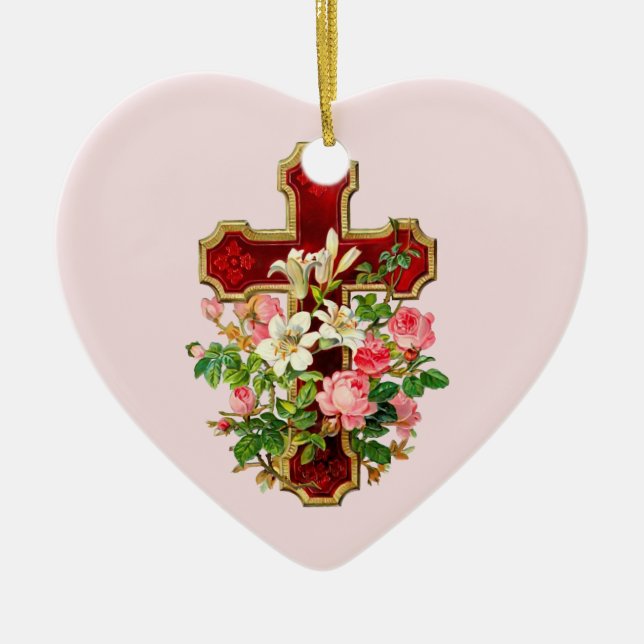 Blommigt Kor Julgransprydnad Keramik (Framsidan)
