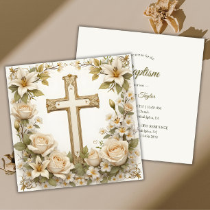 Blommigt Kor katolsk baptism Christening Inbjudningar