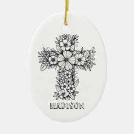 Blommigt Kor Religiösa Skapar din egen nyckelroll Julgransprydnad Keramik