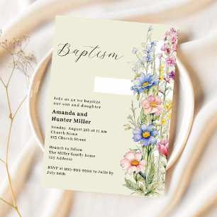 Blommigt kor twillingar rosa Blue Baptism Inbjudningar