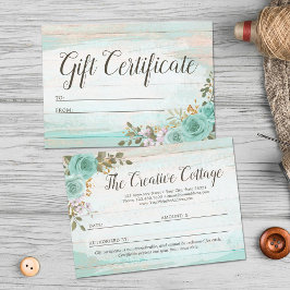 Blommigt-kort för giftcertifikat Rustic Wood Shabb Inbjudningar