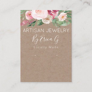 Blommigt Kraft Handmade Earrings Jewelry Visning Visitkort