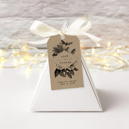 Blommigt Kraft Wedding Favor Tack Presentetikett