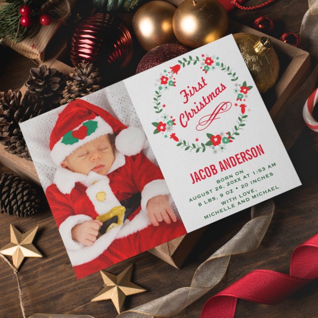 Blommigt Kramp Första julfödelsemeddelandet Meddelande (Skapare uppladdad)