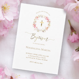 blommigt krans | Baptism-inbjudan Inbjudningar