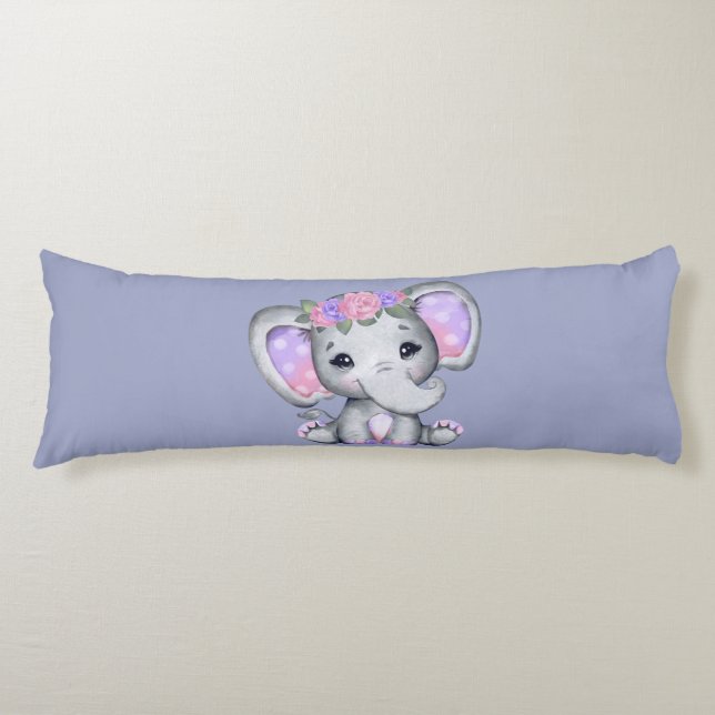 Blommigt Krona Elephant Body Pillow Kroppskudde (Framsidan)