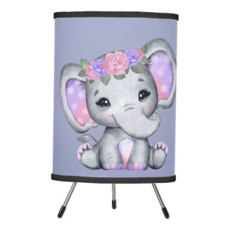 Blommigt Krona Elephant Tripod Lamp