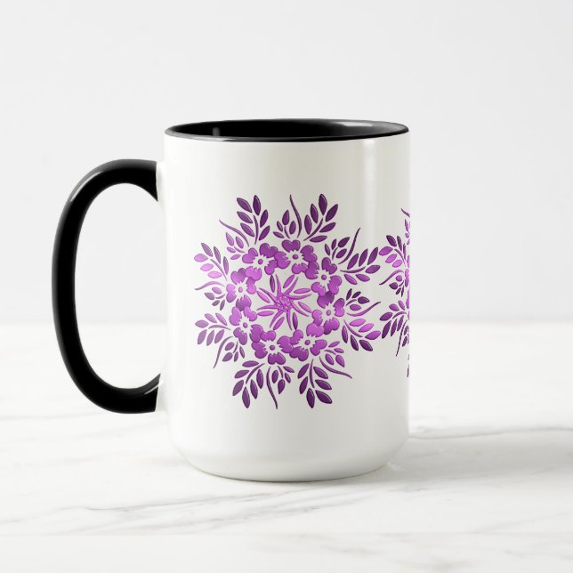 Blommigt Krona Lila Mandala Mugg (Vänster)