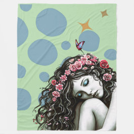 Blommigt Krona Muse - Whimsical Nature Porträtt Fleecefilt