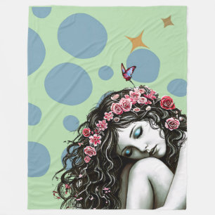 Blommigt Krona Muse - Whimsical Nature Porträtt Fleecefilt