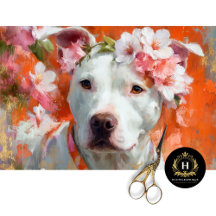 Blommigt Krona Pit Bull Decoupage Tissue Paper