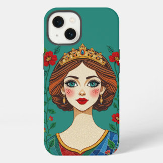 Blommigt Krona Princess | Teal Background