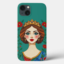 Blommigt Krona Princess | Teal Background
