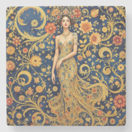 Blommigt Krona Stenunderlägg