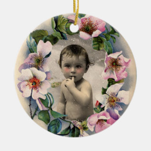 BLOMMIGT KRONA,VILD RO BABY SHOWER FOTO MALL JULGRANSPRYDNAD KERAMIK