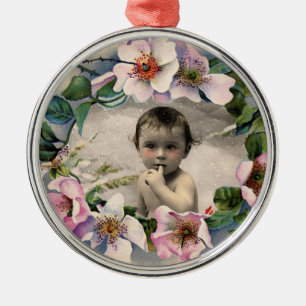 BLOMMIGT KRONA,VILD RO BABY SHOWER FOTO MALL JULGRANSPRYDNAD METALL