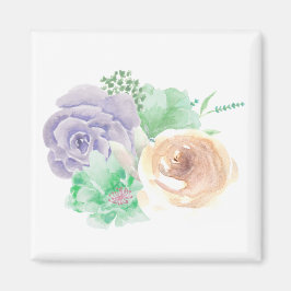 Blommigt, kvadratisk ruta magnet