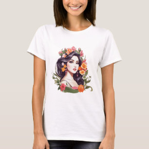 Blommigt kvinnlig essens t shirt