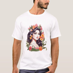 Blommigt kvinnlig essens t shirt