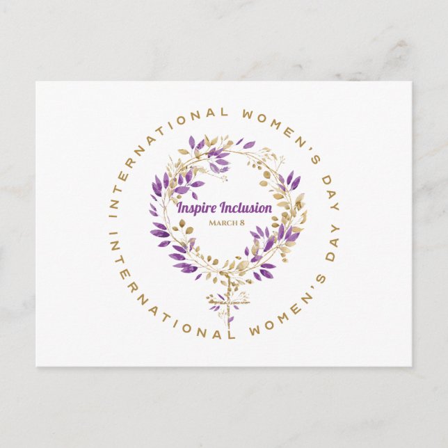 Blommigt Kvinnlig skylt Kvinnodagen 20 mars Vykort (Framsida)