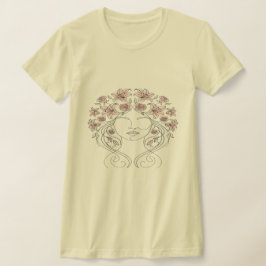 Blommigt Kvinnor - Elegant Beauty with Flowers Art T Shirt