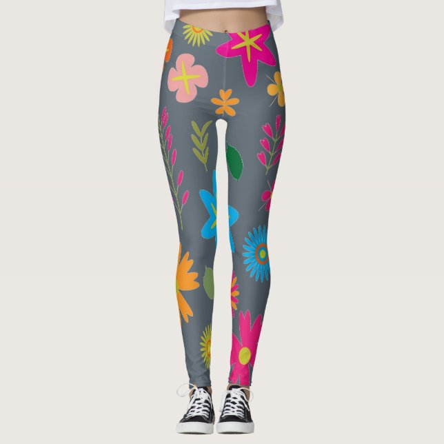 Blommigt Kvinnors bensin Leggings (Framsida)