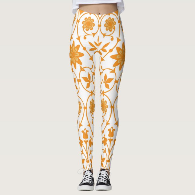Blommigt Kvinnors bensin Leggings (Framsida)