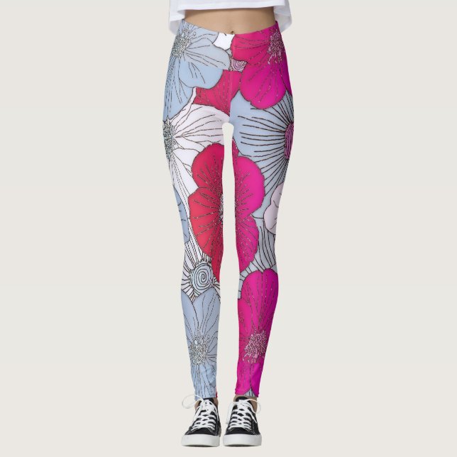 Blommigt Kvinnors bensin Leggings (Framsida)