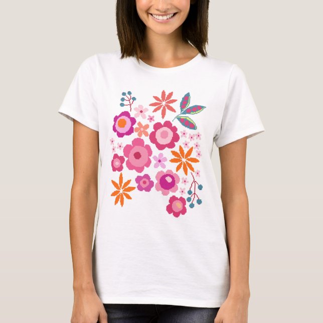 Blommigt Kvinnors T-shirt (Framsida)