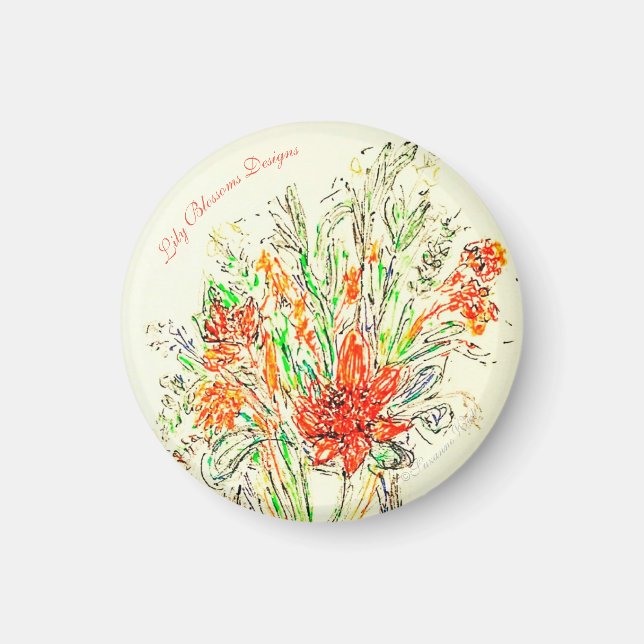 Blommigt kylmagnet, zazzle. magnet (Framsidan)