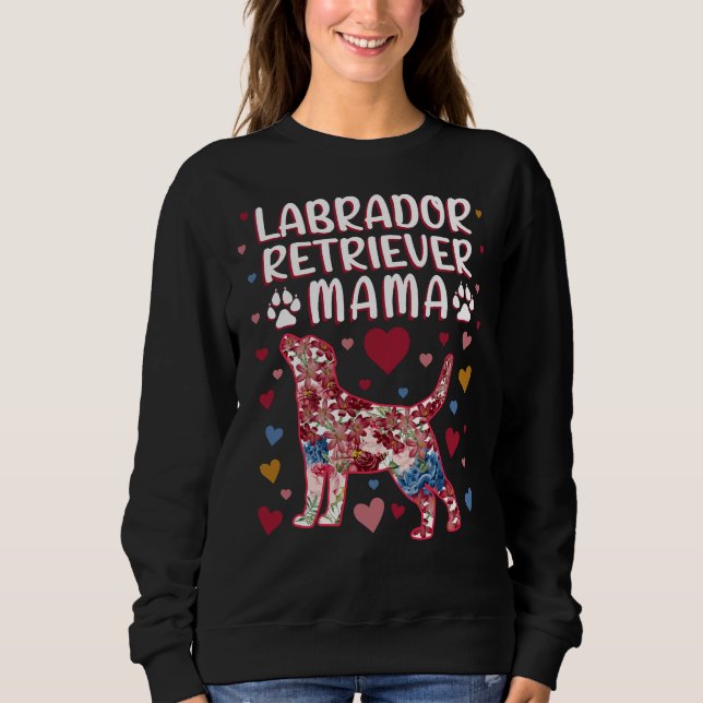 Blommigt Labrador Retriever Mamma T Shirt (Framsida)