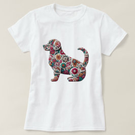 Blommigt Labrador Silhouette T Shirt