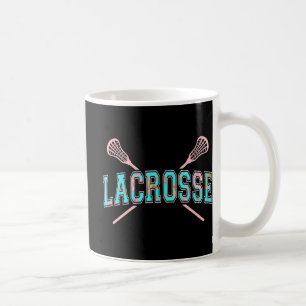 Blommigt Lacrosse Crossed Sticks LAX Girly Teal Ro Kaffemugg