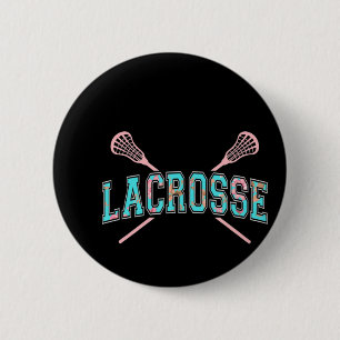 Blommigt Lacrosse Crossed Sticks LAX Girly Teal Ro Knapp