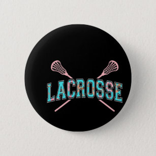 Blommigt Lacrosse Crossed Sticks LAX Girly Teal Ro Knapp