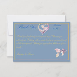 Blommigt Land Blue, Rosa och Guld Bröllop Tack Kort