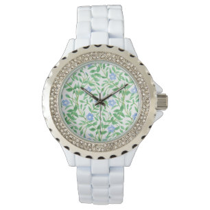Blommigt Land-stil Blå periwinkle Mönster Armbandsur