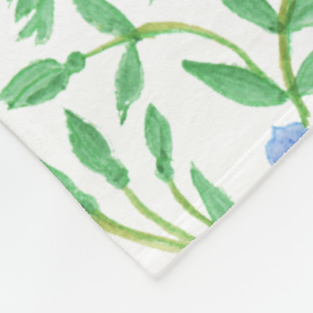 Blommigt Land-stil Blå periwinkle Mönster Fleecefilt (Hörn)