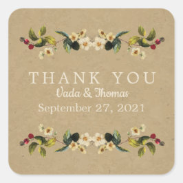 Blommigt Land Tack Stickers Fyrkantigt Klistermärke