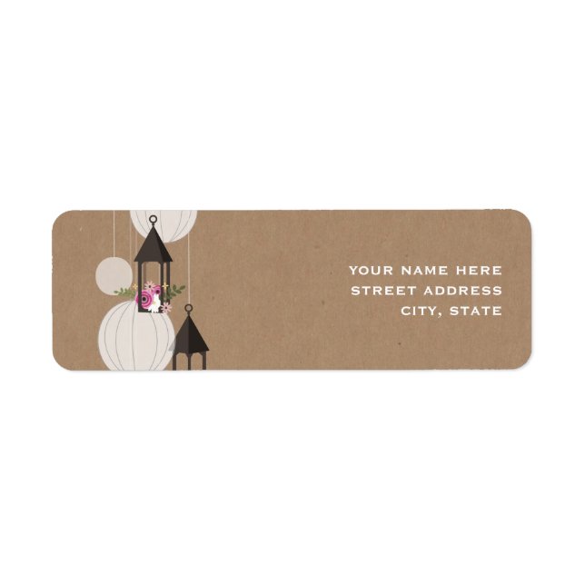 Blommigt Lanterns Cardstock Inspired Address Label Returadress Etikett (Framsidan)
