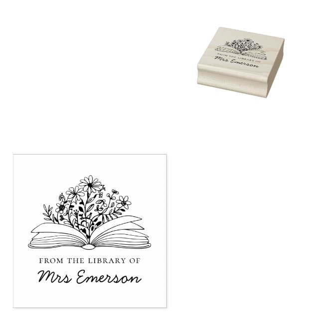 Blommigt Lärare Bok Frimärke Stämpel (Stämplad)