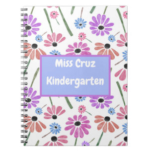 Blommigt Lärare Namn/Klass Colorful Anteckningsbok