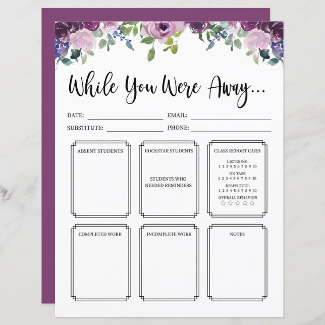 Blommigt Lärare, när du var på väg (Fram/baksida)