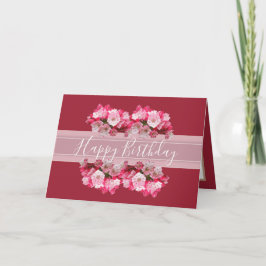 Blommigt Laurel Flower Bouquet Rosa Girl Birthday Kort