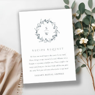 Blommigt Laurel WAN Monogram Recept for Bride Tilläggskort