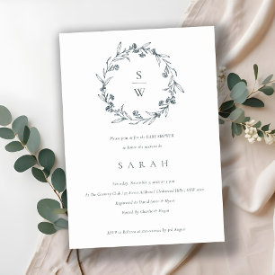 Blommigt Laurel Wandeendeg Monogram Baby Shower In Tack Kort
