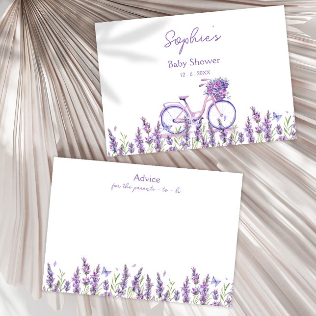 Blommigt Lavender Bicycle Baby Shower Adapter Tilläggskort (Skapare uppladdad)